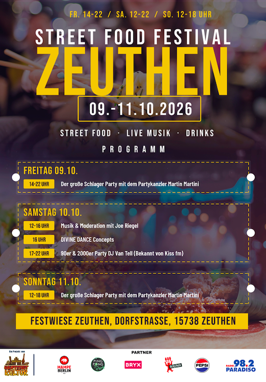 Street Food Festival Zeuthen: Genuss, Musik und gute Stimmung, Königs Wusterhausen Street Food Festival Zeuthen: Genuss, Musik und gute Stimmung, Königs Wusterhausen